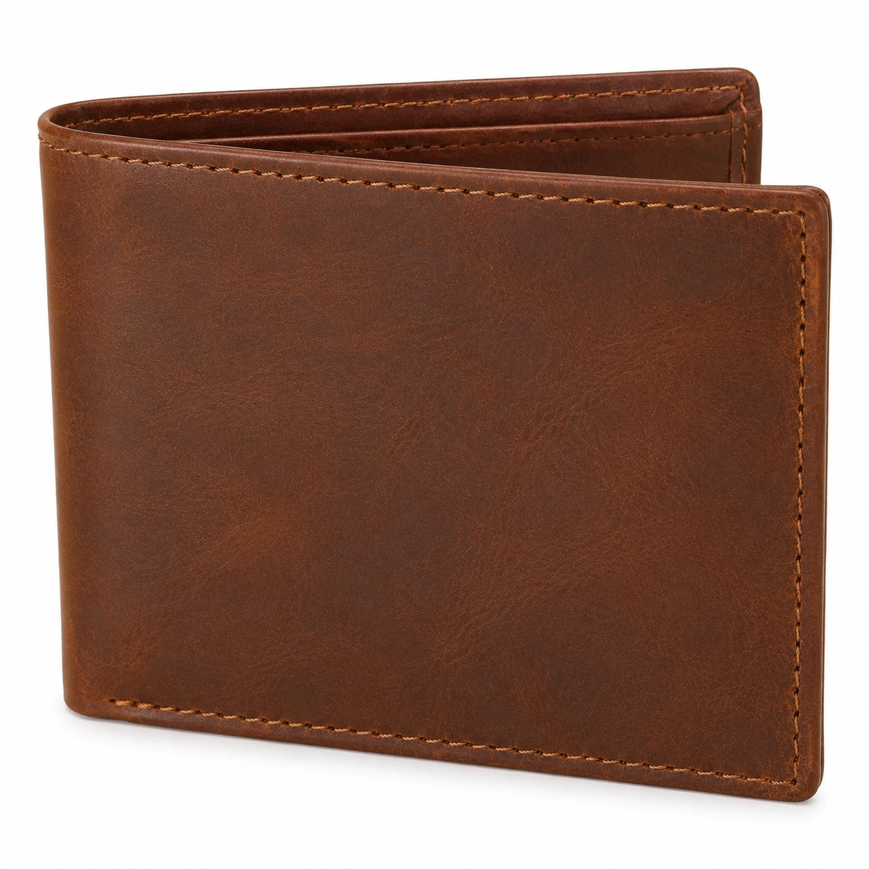 Portefeuille 12 x 2 x 9.5 cm marron aspect cuir pliant classique