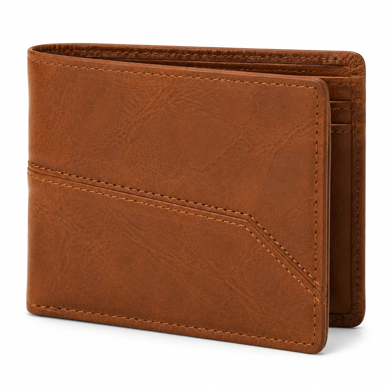 Portefeuille pliant 12 × 9.5 × 2 cm en similicuir marron pour cartes et billets