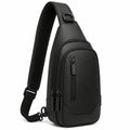 Sac bandoulière 18 × 7 × 32 cm en similicuir noir pour usage quotidien à motif fibre de carbone
