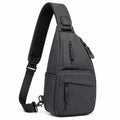 Sac bandoulière 18 x 8 x 32 cm en textile synthétique noir style urbain à compartiments zippés
