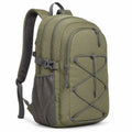 Sac à dos 30 x 18 x 45 cm en textile vert kaki et gris à compartiments multiples pour randonnée