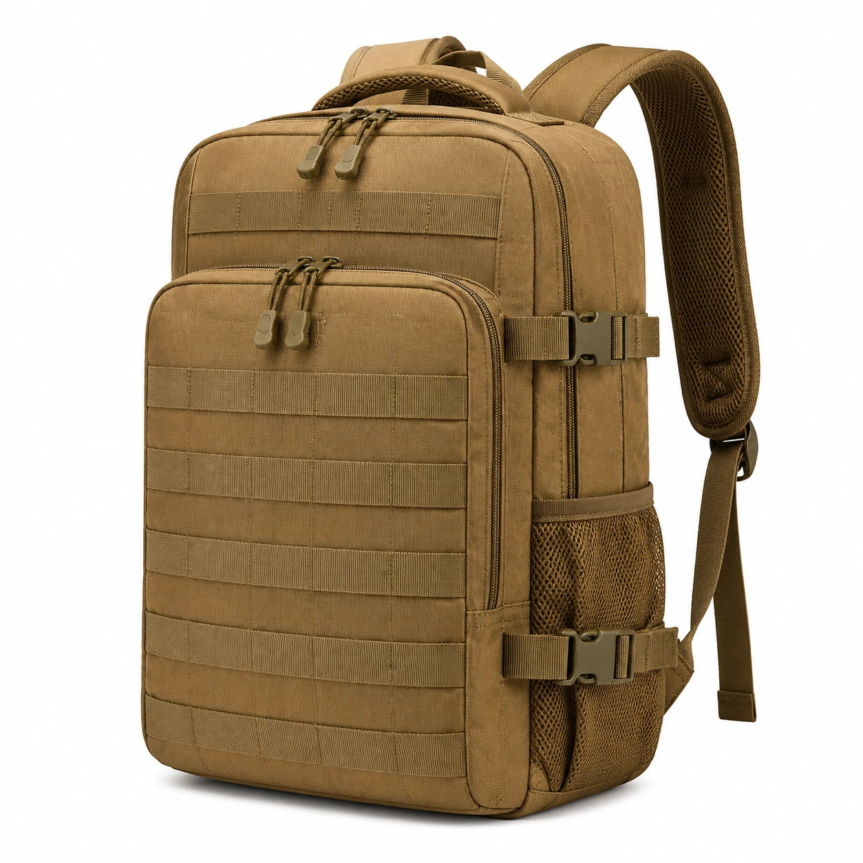 Sac à dos tactique 30 x 18 x 45 cm en tissu kaki à compartiments multiples pour randonnée
