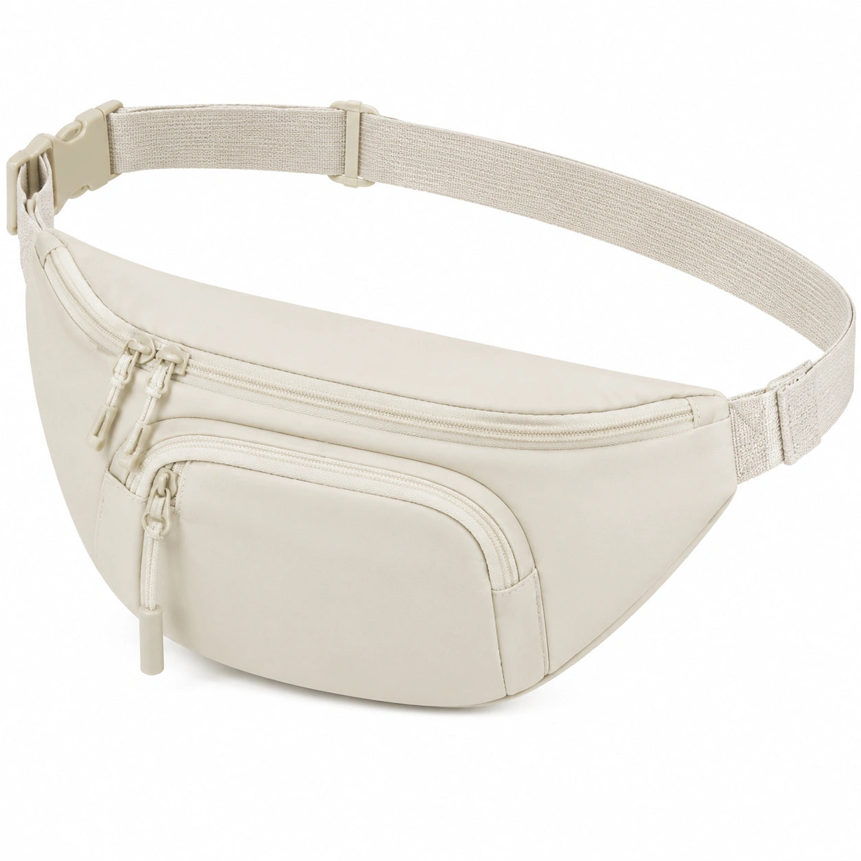 Sac banane 30 x 15 x 7 cm beige en matière synthétique avec sangle réglable