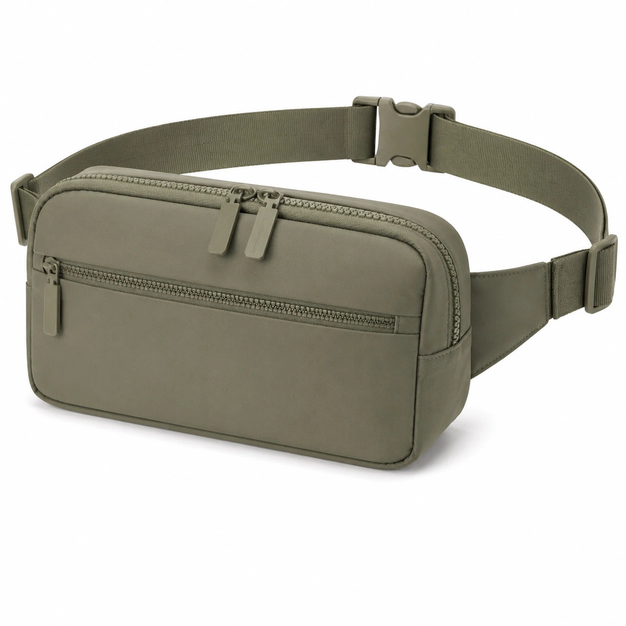 Sac banane 24 x 6 x 14 cm en matière synthétique kaki à compartiments zippés réglable