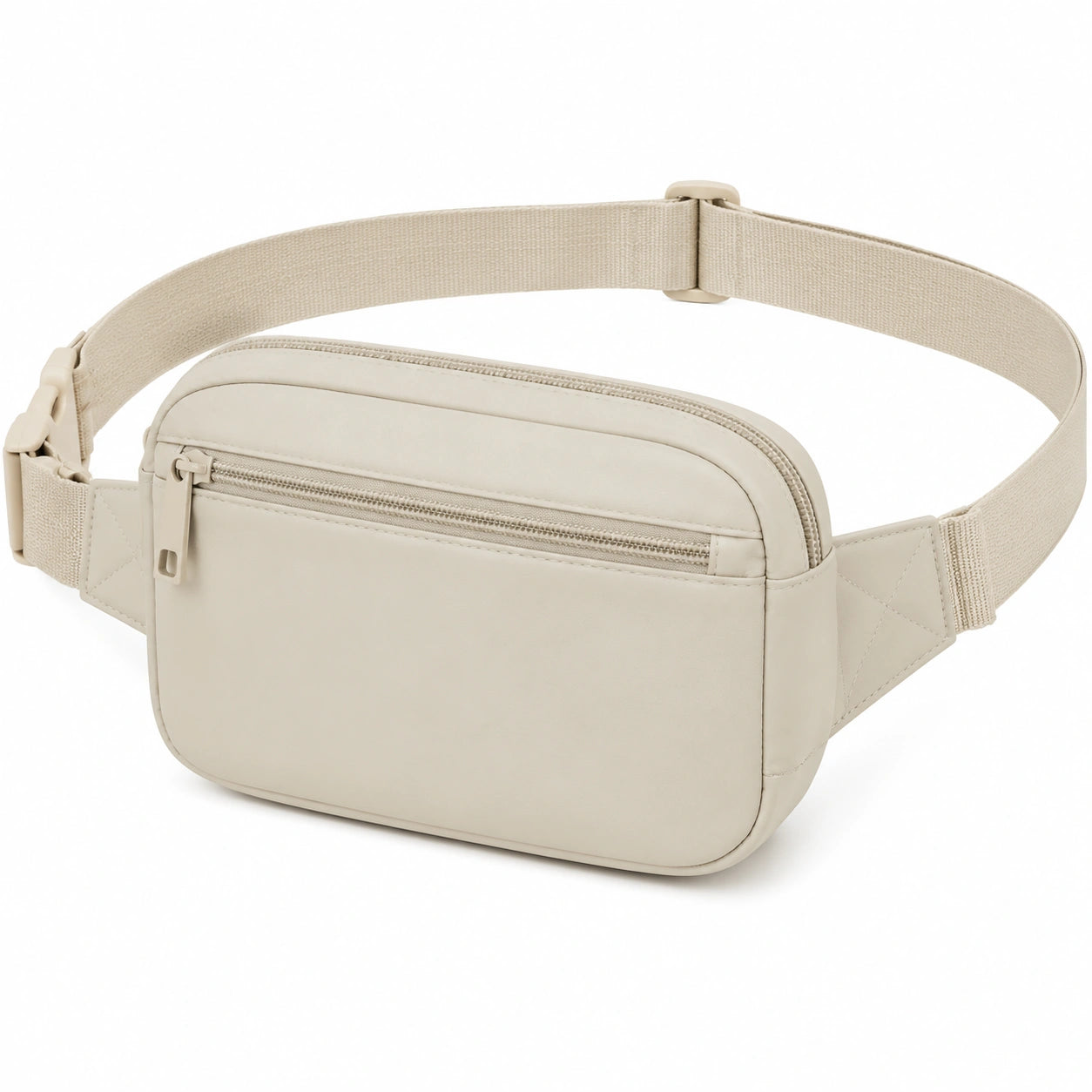 Sac banane 22 × 6 × 14 cm en similicuir beige à sangle réglable