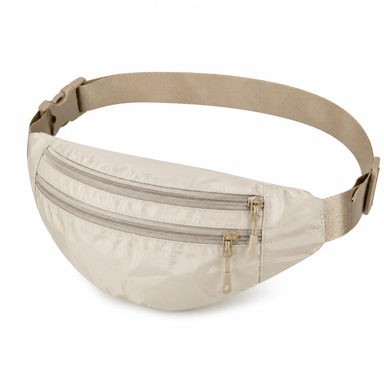 Sac banane 31 x 7 x 15 cm en textile beige à sangle réglable