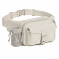 Sac banane 25 x 8 x 16 cm beige en textile synthétique avec poches multiples