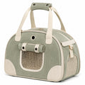 Sac de transport pour animaux 45×28×30 cm vert sauge en textile côtelé avec panneaux respirants