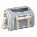 Sac de transport pour animaux 45 x 28 x 30 cm textile bleu ciel avec maille respirante et bandoulière