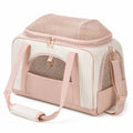 Sac de transport pour animal 45 x 28 x 30 cm textile matelassé rose et blanc avec panneaux en maille