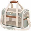 Sac de transport pour animaux 45 x 25 x 30 cm en textile vert sauge avec maille respirante et bandoulière