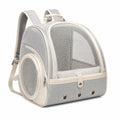 Sac à dos de transport pour animaux 42 × 28 × 42 cm en textile gris clair et beige avec maille respirante