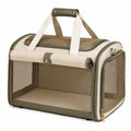 Sac de transport pour animaux 50 x 30 x 32 cm tissu et maille beige/vert kaki pliable