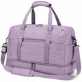 Sac de voyage 50×25×30 cm en polyester violet avec compartiment à chaussures et bandoulière réglable