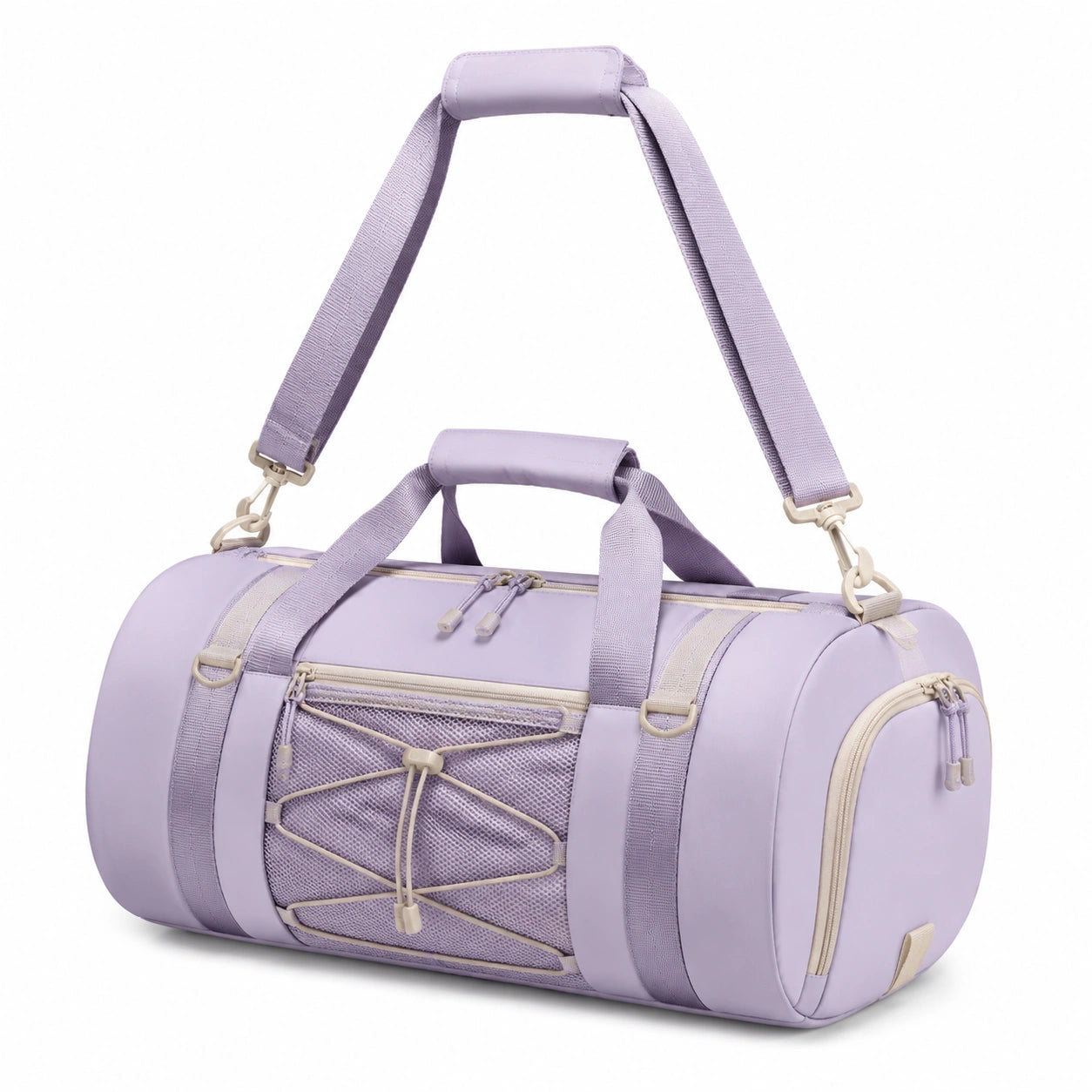Sac de sport 45 x 23 x 23 cm violet en textile synthétique avec bandoulière amovible