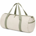 Sac de sport 50 x 25 x 25 cm en tissu synthétique beige et vert style polochon à fermeture zippée