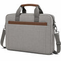 Sacoche ordinateur portable 40 x 8 x 30 cm tissu gris et marron bandoulière ajustable