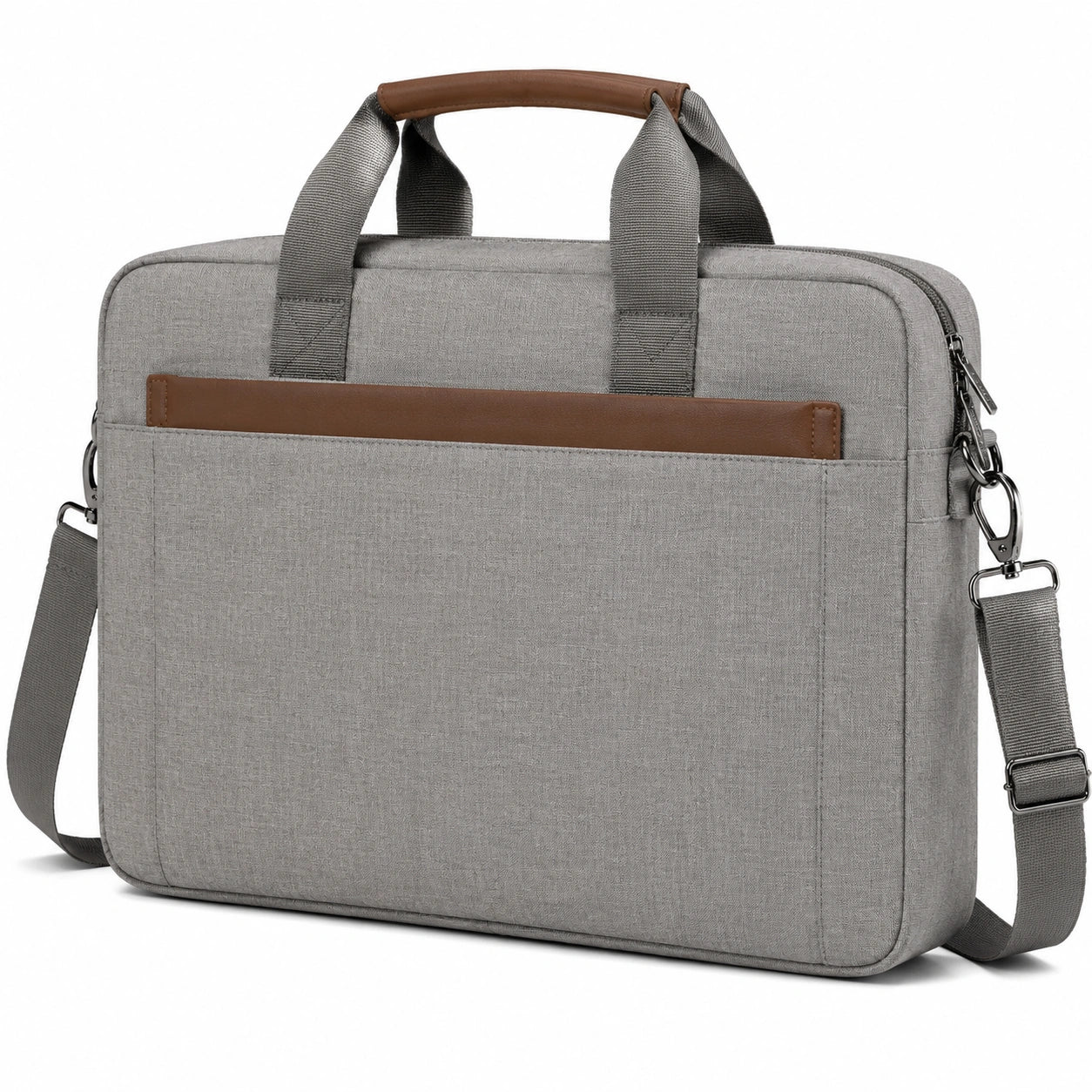 Sacoche ordinateur portable 40 x 8 x 30 cm tissu gris et marron bandoulière ajustable