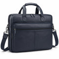 Sacoche ordinateur portable 40 × 10 × 30 cm en similicuir bleu marine avec bandoulière amovible