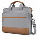 Sacoche pour ordinateur portable 40x6x30 cm en textile gris et marron avec bandoulière réglable