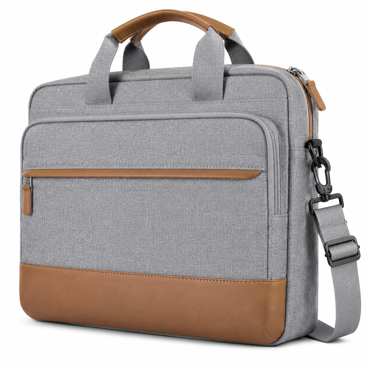 Sacoche pour ordinateur portable 40x6x30 cm en textile gris et marron avec bandoulière réglable